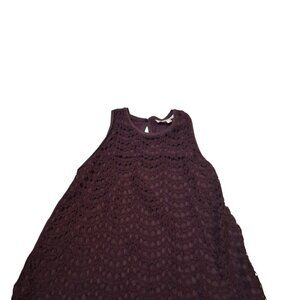 Ann Taylor LOFT Women's Sleeveless Crochet  Swing Blouse Black Size S